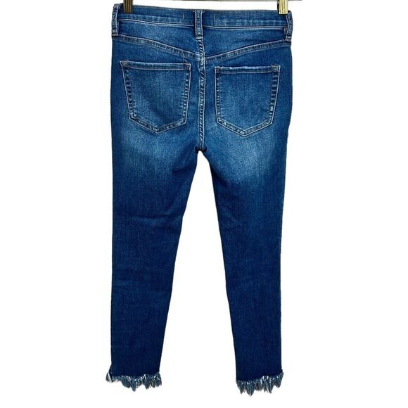 Free People Distressed Raw Hem Skinny Jeans Sz 25 Stretch 25" Inseam Midrise - Picture 6 of 7